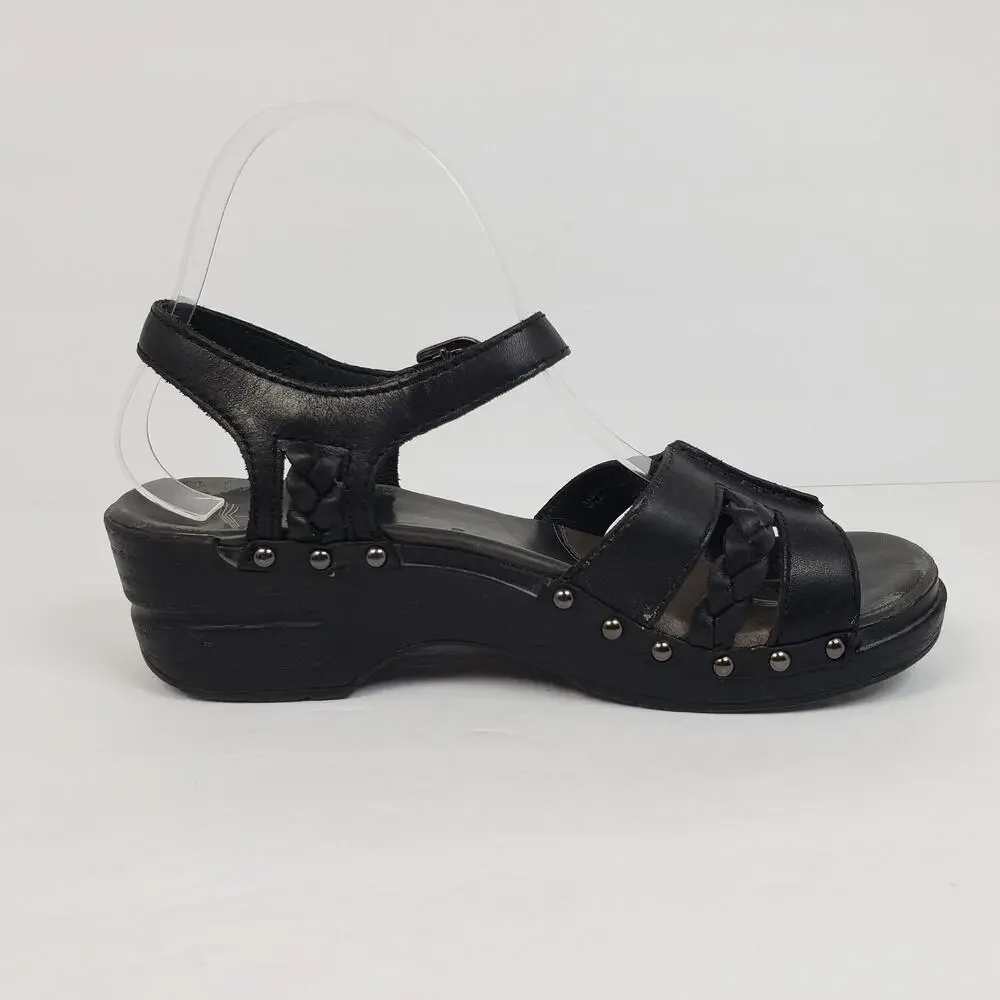 Dansko Sissy Womens Size EU 39 US 8.5-9 Black Leather Braided Slingback Sandals
